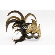Gold Colombina Feather Masquerade Masks images