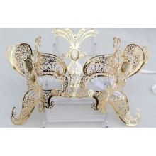 Gold Venetian Metal Masks With Unique Swarovski Crystal For Carnival images