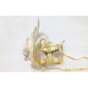 Altın Metal tüy maskeli balo Venedik Maske images