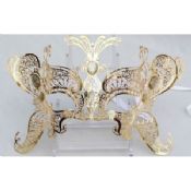 Masker logam emas Venesia dengan kristal Swarovski unik untuk Karnaval images