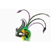 Mini Green Colombina Feather Masquerade Masks images