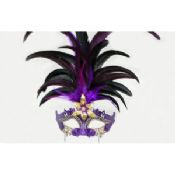 Einzigartige Feder Karneval venezianische Masken Metall Halloween für Dame, violett images