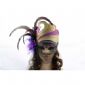 Plastic Hand Made Mask With Veil Glitter Purple Feather For Gift small picture