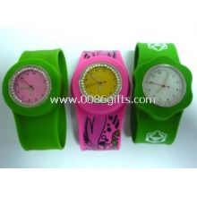 Bright Colors Arab Rhonestone Rubber Band sport silicone Slap Bracelet Watch OEM images