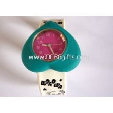 Heart shape silicone sport slap bracelet watch images