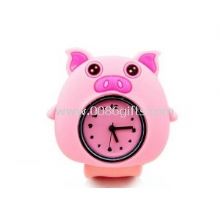 Lovely Pink Pig Silicon Slap Bracelet Wrist Watches images