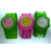 Bright Colors Arab Rhonestone Rubber Band sport silicone Slap Bracelet Watch OEM images