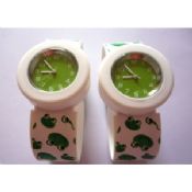 Zielona żaba Slap bransoletka zegarki Silicon żel images
