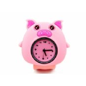 Śliczny różowy świnia krzemu Slap bransoletka zegarki na rękę images