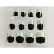 Balck / hvid glitter mode falske negle fransk manicure For lady images