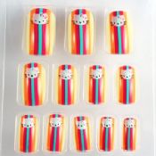 Японские короткие пальцы поддельные ногтей французский маникюр с материалом ABS images