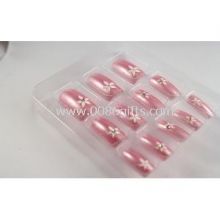 3D Pink Flower Fingers Fake Nails Glass Stone images
