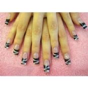 French Manicure leopard print Fake Nails Beautiful ABS For Ladies images