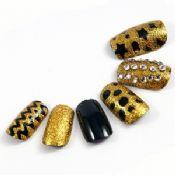 Gold speckle Fingers Glitter Fake Nails healthy for women images