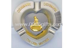 Metal ashtray,premium zinc alloy ashtray with 3D logo gold plated images