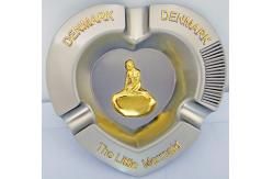 Metal ashtray,premium zinc alloy ashtray with 3D logo gold plated images