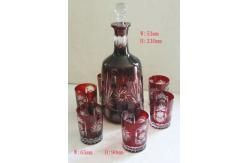 Bicchiere vino Stemless Decrotion rosso-partito tazza e bottiglia di vino set images