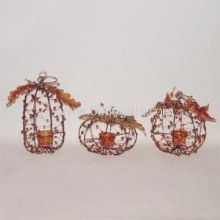 Pumpkin Candle Holder Made of Stained GLS and Metal images