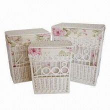Lovely Printed Willow Laundry Basket images