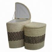 Коробка/Прачечная корзины ручной работы для хранения, изготовлена из 100% природных водных гиацинтов пик images
