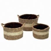 OEM 100% eco-friendly natural water hyacinth rush handmade storage basket images