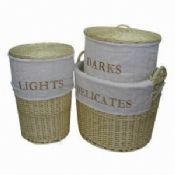 Willow Laundry Baskets with Lining, 3 Sets images