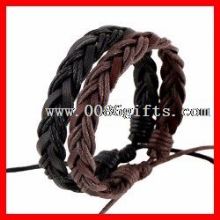 Leather and Wax Cord Braided Bracelet images