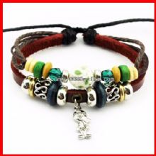 Metal Small Boy Charm Leather Bracelet images