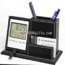 Pen holder organizer with LCD calendar alarm clock images