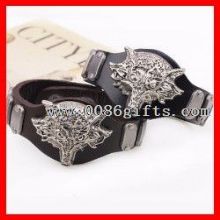 With Tiger Head Stud Fashion Width Leather Bangle images