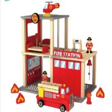 Træ brandstation kids legetøj images