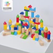 bloque de construcción de juguete de madera ladrillos 100pcs images