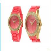 Gold imitation plating and diamante silicone watch images