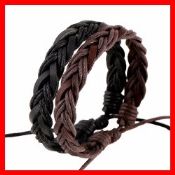 Leather and Wax Cord Braided Bracelet images