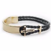 Leather Bracelet with Gold Plated Cross images