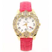 Leather watch with diamond images