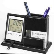 Pen holder organizer with LCD calendar alarm clock images