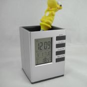 Pen holder with LCD alarm clock images
