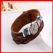 Punk Brown Leather Bangle images