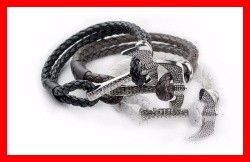 Vintage læder flettet armbånd images