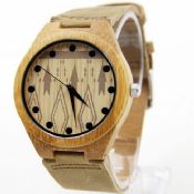Couro relógios de madeira de bambu images