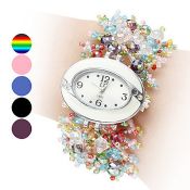 Bracelete de cristal colorido vestido relógio images