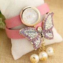 Full diamond butterfly vintage leather watch images