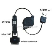 3 connectors USB data cable and mobile charger images