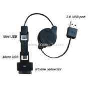 3 conectores USB cable de datos y cargador móvil images