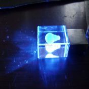 3D laser logo crystal customzied usb flash drive with led light images