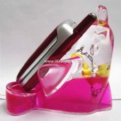 Liquid mobile phone holder with floater images
