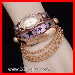 Star Printing Leather Watch