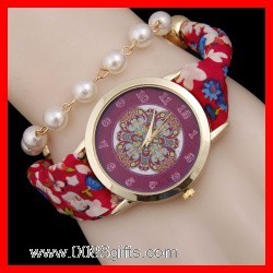 Pearl Watch with Fabric Band 