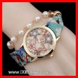 Pearl Watch with Fabric Band 